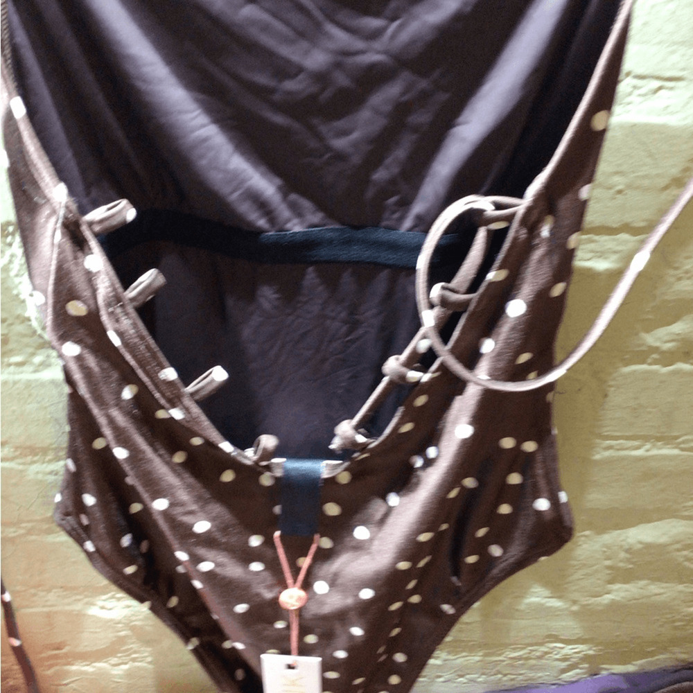 NEW! MINKPINK apron Polka Dot Brown One-Piece Swimwear - Picture 3 of 4